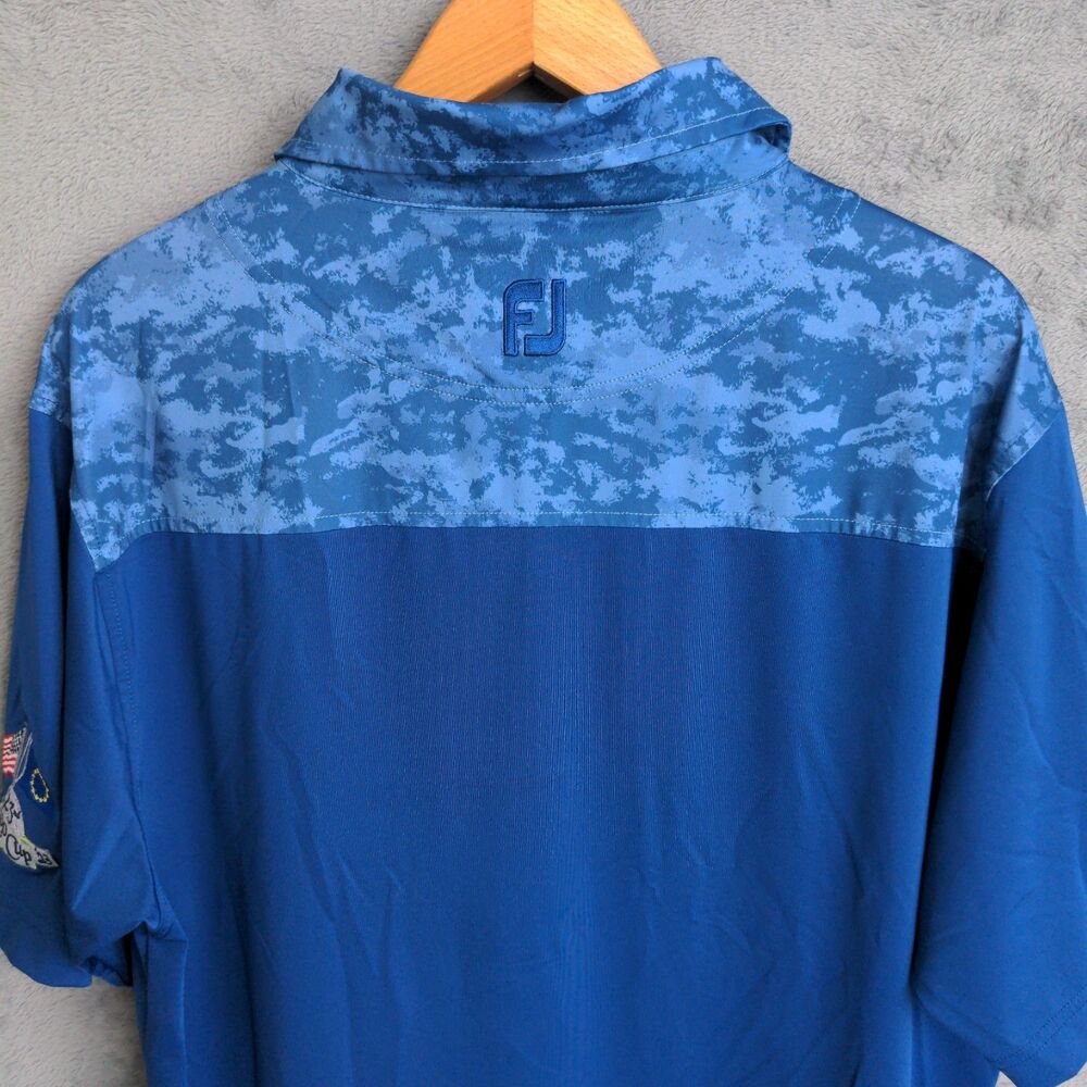 FootJoy FJ Golf Polo Shirt Mens L Blue Camo Loo Cup Team USA Stretch Performance - Picture 7 of 9